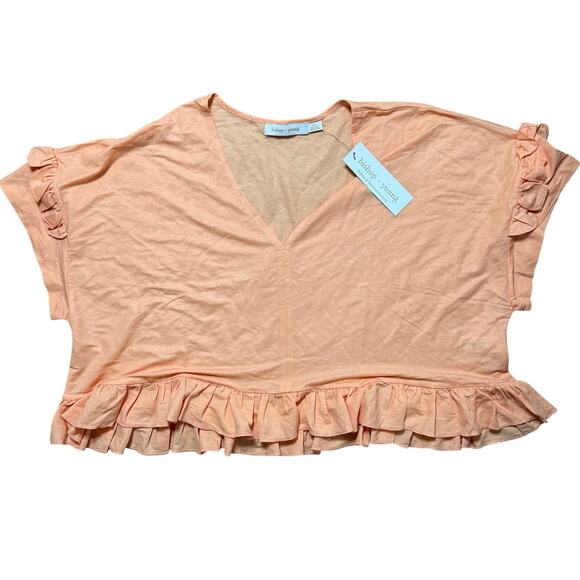 NWT Bishop + Young Ruffled Sleeve Tee in Sunset Orange Size XL - Picture 3 of 7